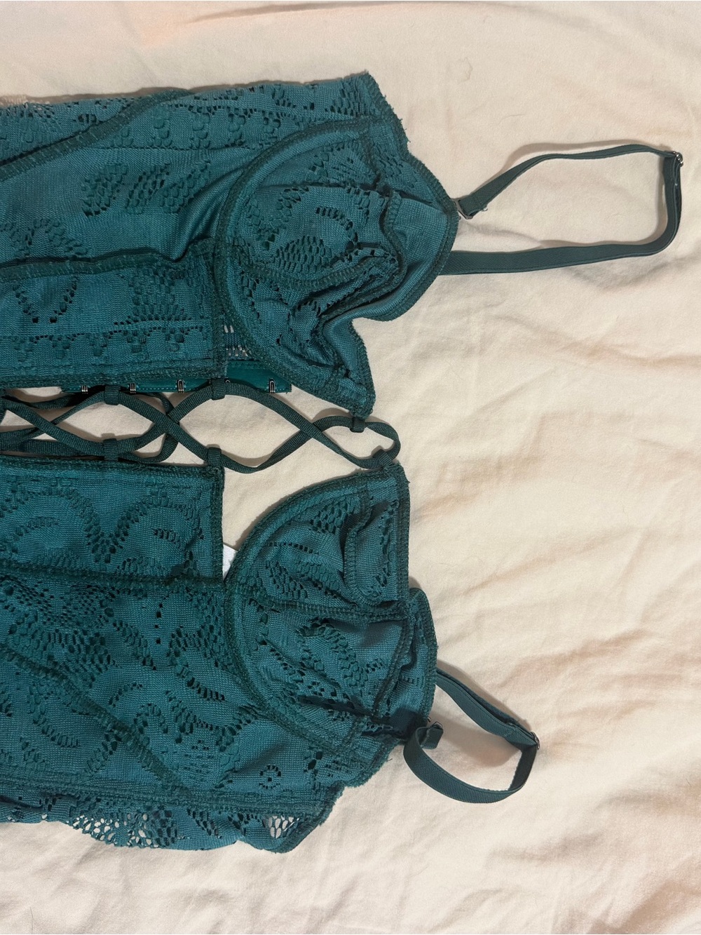 Urban Outfitters Teal Lace Bustier Crop Top